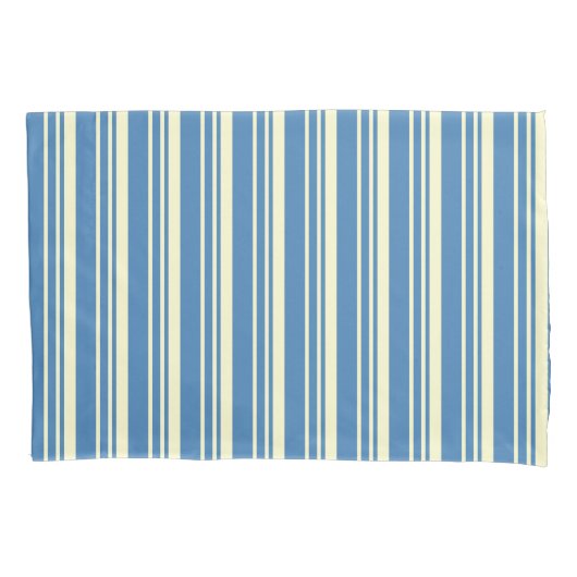 Eenvoudig blauw en crème verticaal gestreept patro kussensloop (Voorkant)