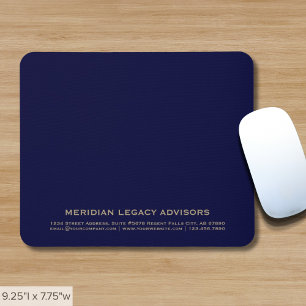 Eenvoudig Blauw en Goud Typografisch Mousepad Muismat