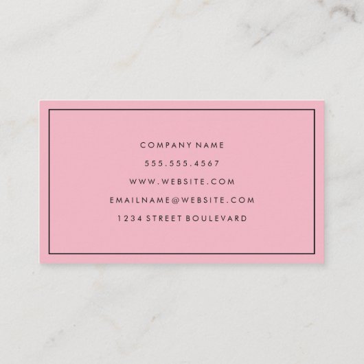 Eenvoudig blauw en roze met rand visitekaartje (Achterkant)