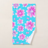 Eenvoudig blauw en roze ventilatorpatroon bad handdoek (Handdoek)