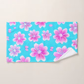 Eenvoudig blauw en roze ventilatorpatroon bad handdoek (Handdoek)