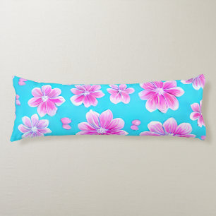 Eenvoudig blauw en roze ventilatorpatroon lichaamskussen