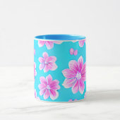 Eenvoudig blauw en roze ventilatorpatroon mok (Midden)