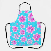 Eenvoudig blauw en roze ventilatorpatroon schort (Voorkant)