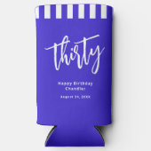 Eenvoudig Blauw en Wit 30ste Verjaardagsfeest Seltzer Blikjeskoeler (Voorkant)