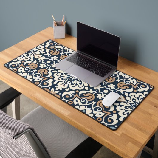 Eenvoudig Blauw en Wit Batik patroon Bureaumat (Kantoor 2)