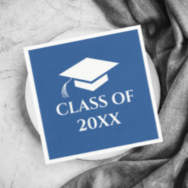 Eenvoudig blauw en wit eindexamenjaar servet