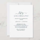 Eenvoudig blauw en wit Engagement feest Kaart (Voorkant)