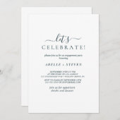 Eenvoudig blauw en wit Engagement feest Kaart (Voorkant / Achterkant)