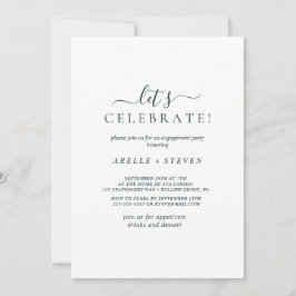 Eenvoudig blauw en wit Engagement feest Kaart