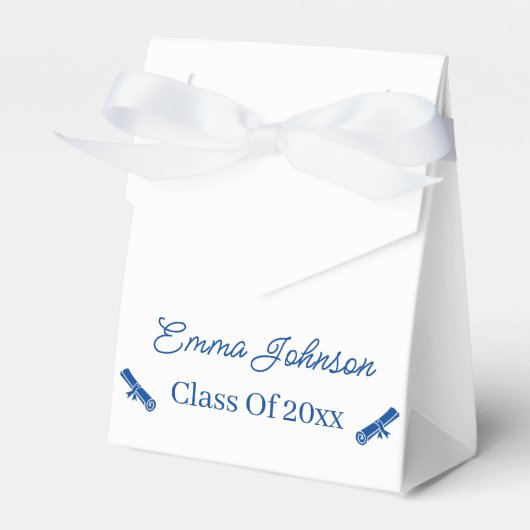 Eenvoudig blauw en wit Gepersonaliseerd Afstuderen Bedankdoosjes (Voorkant Zijde)