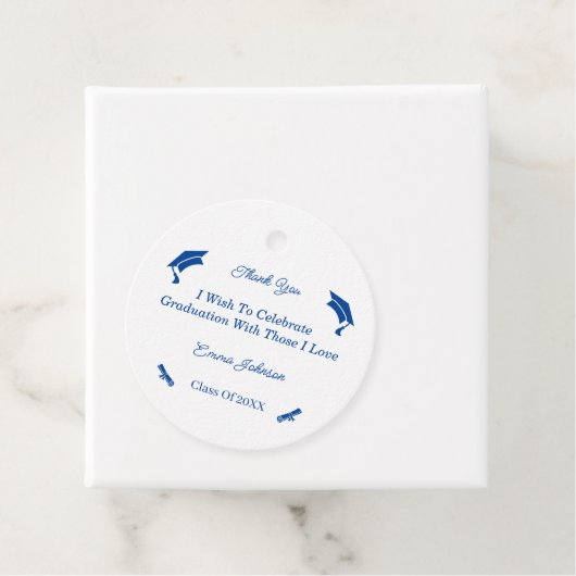 Eenvoudig blauw en wit Gepersonaliseerd Afstuderen Bedankjes Labels (In situ)