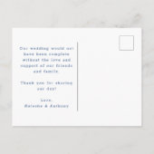 Eenvoudig blauw en wit harten Weddenschap Bedankt Briefkaart (Achterkant)