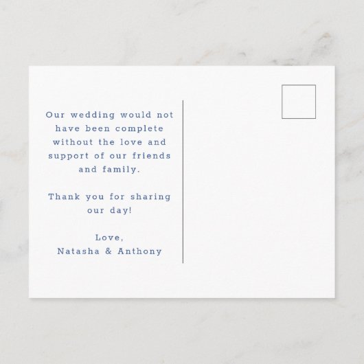 Eenvoudig blauw en wit harten Weddenschap Bedankt Briefkaart (Achterkant)