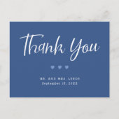 Eenvoudig blauw en wit harten Weddenschap Bedankt Briefkaart (Voorkant)