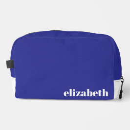Eenvoudig blauw en wit met naam toilettasje