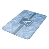 Eenvoudig blauw en wit modern geometrisch monogram badmat (Gekanteld)
