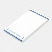 Eenvoudig blauw en wit nautisch anker gepersonalis post-it® notes (Schuin)