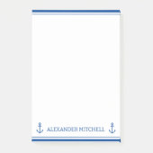 Eenvoudig blauw en wit nautisch anker gepersonalis post-it® notes (Voorkant)