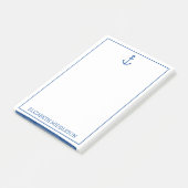 Eenvoudig blauw en wit nautisch anker gepersonalis post-it® notes (Schuin)