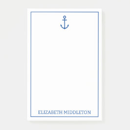 Eenvoudig blauw en wit nautisch anker gepersonalis post-it® notes