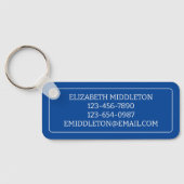 Eenvoudig blauw en wit nautisch anker gepersonalis sleutelhanger (Achterkant)