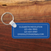 Eenvoudig blauw en wit nautisch anker gepersonalis sleutelhanger (Achterkant)