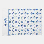 Eenvoudig blauw en wit nautisch anker gepersonalis theedoek (Horizontaal)