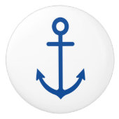 Eenvoudig blauw en wit nautisch anker keramische knop (Voorkant)