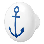 Eenvoudig blauw en wit nautisch anker keramische knop (Rechts)