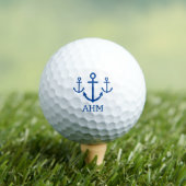 Eenvoudig blauw en wit nautisch anker monogram golfballen (Insitu Shirt)