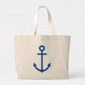 Eenvoudig blauw en wit nautisch anker monogram grote tote bag (Achterkant)