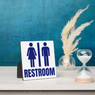 Eenvoudig Blauw en Wit Sanitair Badkamer Toilet  Fotoplaat