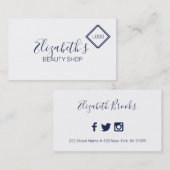 Eenvoudig blauw en wit visitekaartje (Voorkant / Achterkant)