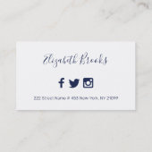 Eenvoudig blauw en wit visitekaartje (Achterkant)