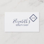 Eenvoudig blauw en wit visitekaartje (Voorkant)