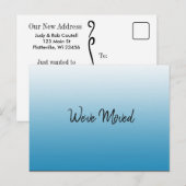 Eenvoudig blauw en wit We hebben bewegend teken Aankondigingskaart (Voorkant / Achterkant)