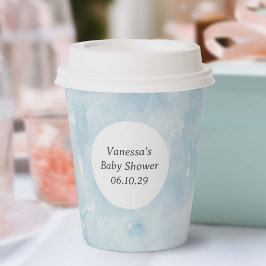 Eenvoudig Blauw Esthetisch Waterverf Textuurpatroo Papieren Bekers