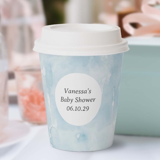 Eenvoudig Blauw Esthetisch Waterverf Textuurpatroo Papieren Bekers