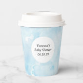 Eenvoudig Blauw Esthetisch Waterverf Textuurpatroo Papieren Bekers (Achterkant)