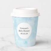 Eenvoudig Blauw Esthetisch Waterverf Textuurpatroo Papieren Bekers (Voorkant)