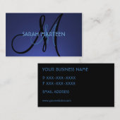 Eenvoudig blauw fade monogram aangepast visitekaar visitekaartje (Voorkant / Achterkant)
