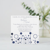 Eenvoudig blauw-Floral-dot modern repetitief diner Kaart (Staand voorkant)
