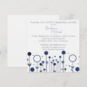 Eenvoudig blauw-Floral-dot modern repetitief diner Kaart (Voorkant / Achterkant)