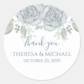 Eenvoudig blauw Floral Roos Dank je wel. Ronde Sticker (Voorkant)