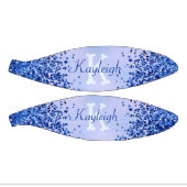 Eenvoudig blauw geborsteld metaal en glitter monog basketbal (Panelen)