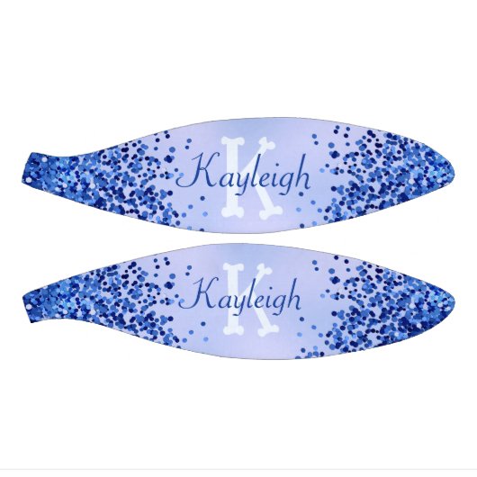 Eenvoudig blauw geborsteld metaal en glitter monog basketbal (Panelen)