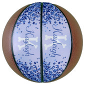 Eenvoudig blauw geborsteld metaal en glitter monog basketbal (Verticaal)