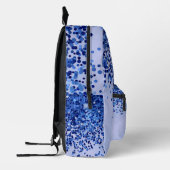 Eenvoudig blauw geborsteld metaal en glitter monog bedrukte rugzak (Links)