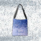 Eenvoudig blauw geborsteld metaal en glitter monog crossbody tas